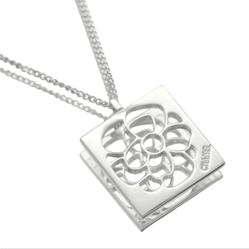 Chanel 925 Silver Open Camellia Flower Necklace